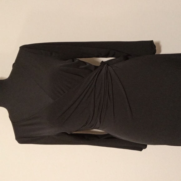 Studio M Black FLATTERING Long Sleeve Classic Stretchy Jersey Wrap Dress Size M - Picture 2 of 8